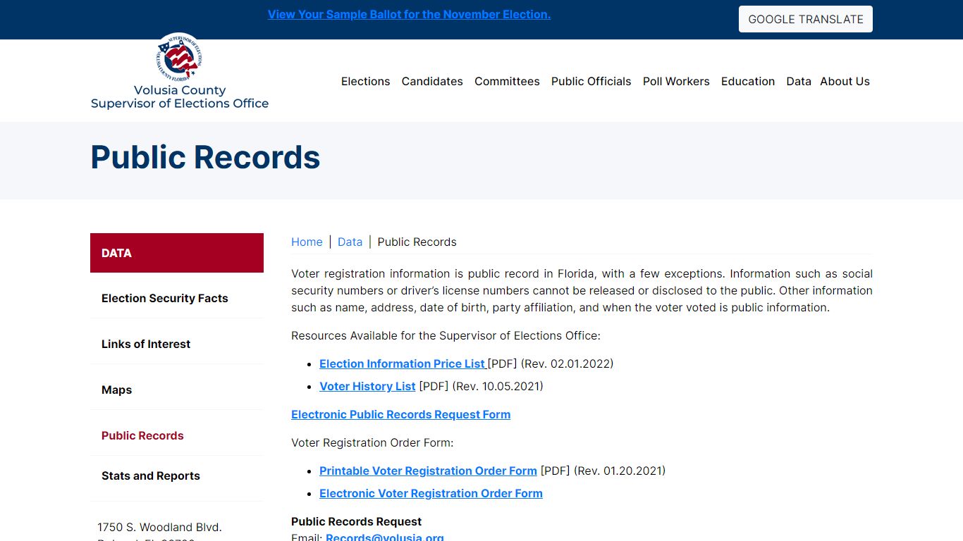 Public Records | Volusia County Supervisor of Elections